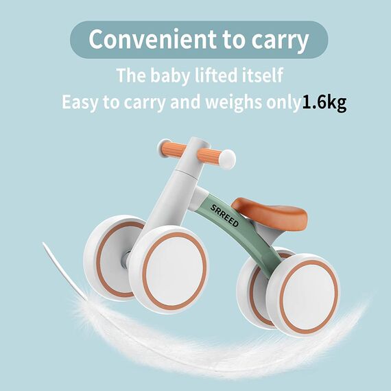 SEREED Kinder Laufrad ab 1 Jahr, Lauflernrad Spielzeug für 12-24 Monate Baby, Erstes Fahrrad ohne Pedal mit 4 Rädern für Jungen und Mädchen, Kleinkinder Erste Geburtstag Geschenk, Grün