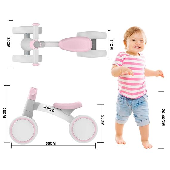 SEREED Kinder Laufrad ab 1 Jahr, Lauflernrad Spielzeug für 12-24 Monate Baby, Erstes Fahrrad ohne Pedal mit 4 Rädern für Jungen und Mädchen, Kleinkinder Erste Geburtstag Geschenk