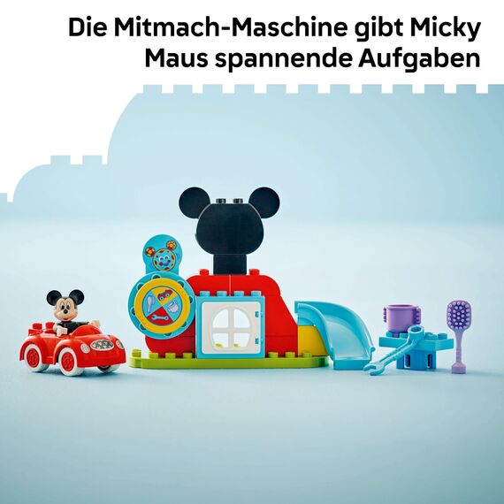 LEGO DUPLO | Mickys Clubhaus und Auto – Farbzuordnungs Spielzeug für Jungen & Mädchen ab 2 Jahren – Lernspielzeug für Kleinkinder mit Micky Maus Figur & Aktivitätsrad – Kinder Geschenk – 10454