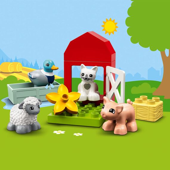 LEGO 10949 DUPLO Tierpflege auf dem Bauernhof Spielzeug für Kleinkinder ab 2 Jahren mit Figuren: Ente, Schwein, Schaf und Katze