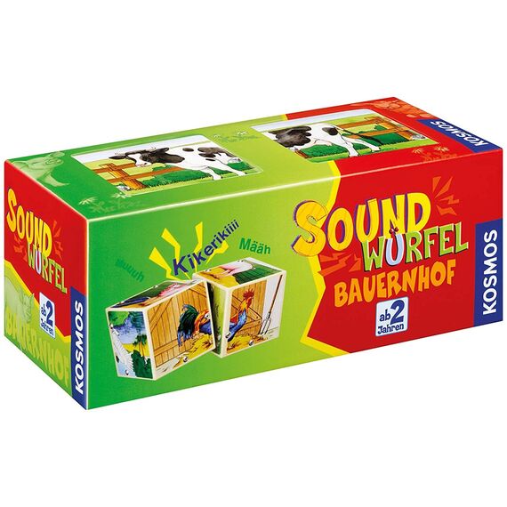 Kosmos 697365 - Soundwürfel Bauernhof, Lernspielzeug mit Geräuschen, für Kinder ab 2 Jahre, Spielzeug für Kleinkinder, Tiergeräusche, Geräusche von Pferd, Kuh, Schaf, Gans, Hahn, Schwein,