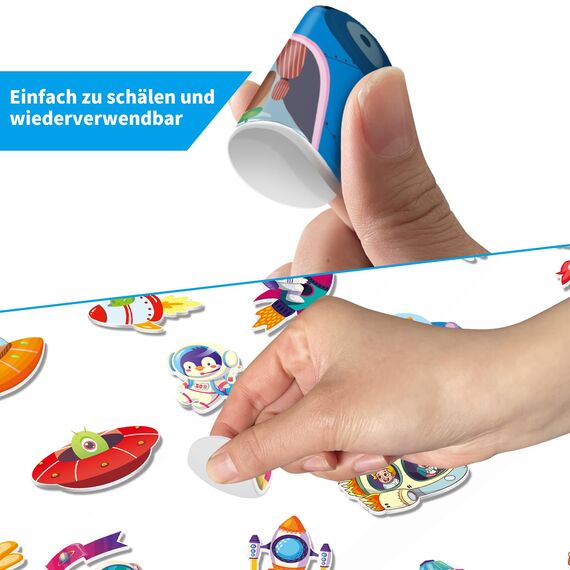Elfew 6 Stück 3D Wiederverwendbare Stickerbücher für Kinder 2-4 Jährige, Aufkleber für Kinder, Stickerbuch ab 2 Jahre Jungen, Mädchen Geschenk, Kleinkinder Geburtstag Party Zubehör