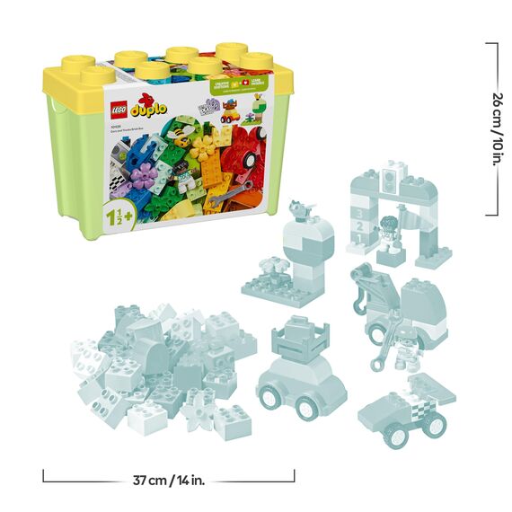 LEGO DUPLO Steinebox Autos und LKWs – Lernspielzeug für Jungen & Mädchen ab 1 Jahr – Spielzeug für Kleinkinder mit 1-2-3 Steinen, 2 Figuren und 3 Fahrzeugen zum Spielen und Bauen – Geschenk – 10439