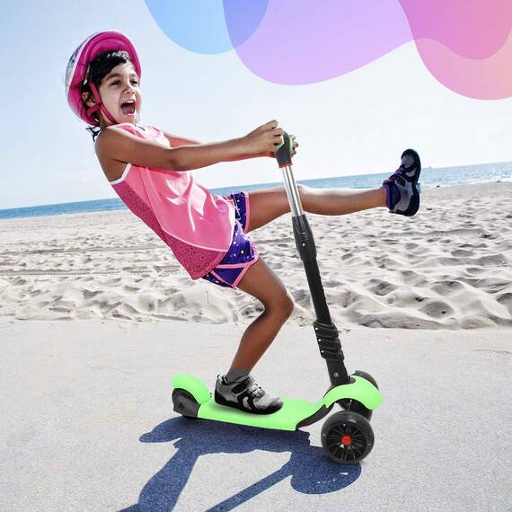 Yoleo 3-in-1 Kinderscooter Kinder Roller mit Abnehmbarem Sitz, PU Räder, Höheverstellbare Lenker für Kleinkinder Jungen Mädchen ab 2 Jahre (Grün)