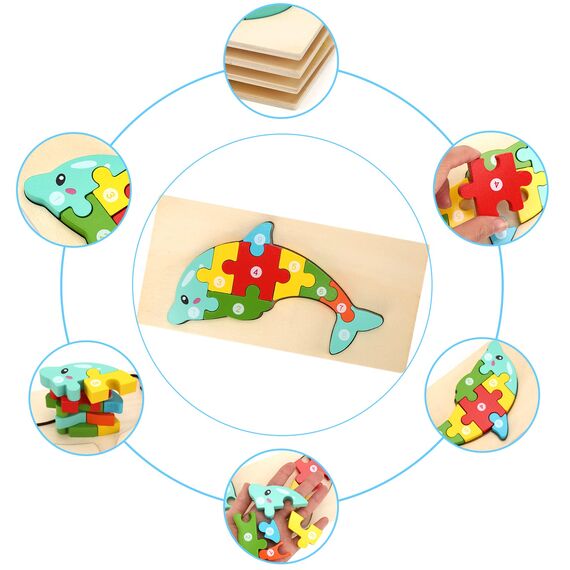 Holzpuzzle für Kleinkinder von 1-3 Jahren, Montessori-Spielzeug für Kinder ab 2 Jahren, lernendes pädagogisches Holzpuzzle-Spielzeug, Geschenk für 1 2 3 jährige Jungen und Mädchen - 4er-Pack