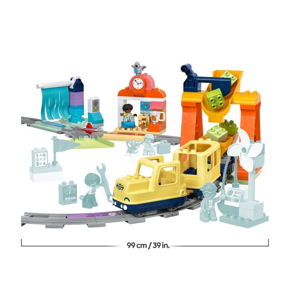 LEGO DUPLO Große interaktive Eisenbahn -Lernspielzeug für Kleinkinder ab 3 Jahren – inkl. Schieb-und-los-Zug mit Licht und Sound, 16 Gleisstücke & 4 Figuren – Geschenk für Jungen & Mädchen - 10428