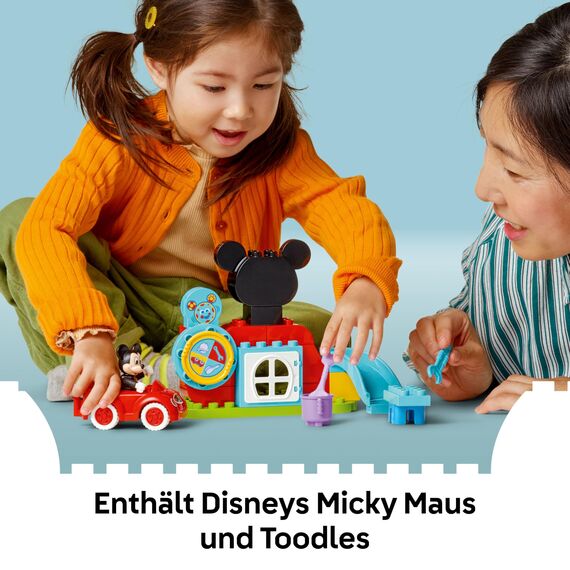 LEGO DUPLO | Mickys Clubhaus und Auto – Farbzuordnungs Spielzeug für Jungen & Mädchen ab 2 Jahren – Lernspielzeug für Kleinkinder mit Micky Maus Figur & Aktivitätsrad – Kinder Geschenk – 10454