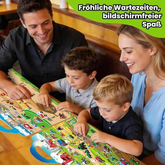 Elfew 6 Stück Fahrzeuge 3D Wiederverwendbare Stickerbuch für Kinder Junge 2-4 Jährige, über 300+ Aufkleber, Puffy Stickerbuch ab 4 Jahren, PVC Material, Kleinkinder Geburtstag Party Zubehör