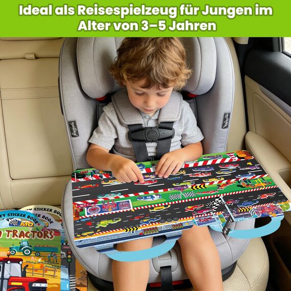 Elfew 6 Stück Fahrzeuge 3D Wiederverwendbare Stickerbuch für Kinder Junge 2-4 Jährige, über 300+ Aufkleber, Puffy Stickerbuch ab 4 Jahren, PVC Material, Kleinkinder Geburtstag Party Zubehör