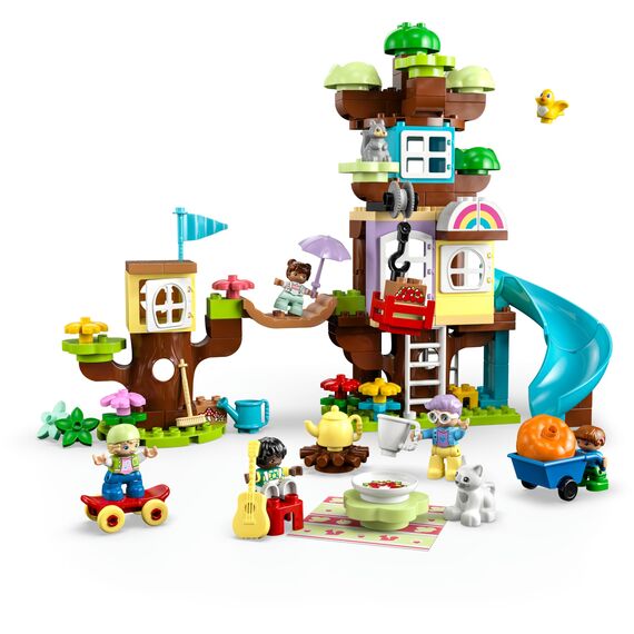 LEGO 10993 DUPLO 3-in-1 Baumhaus Spielzeug für Kleinkinder ab 3 Jahren, Mädchen und Jungen mit 4 Figuren, Tieren, Konstruktionsspielzeug mit Bausteinen und Einer Rutsche, Lernspielzeug