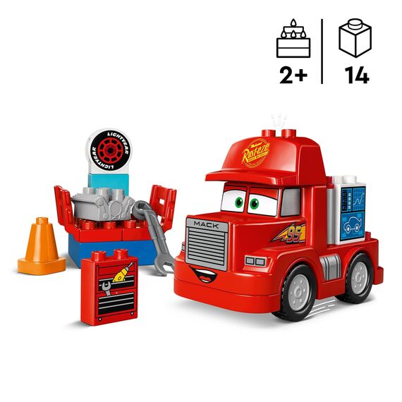 LEGO DUPLO | Disney and Pixar’s Cars Mack Truck beim Rennen, Auto-Set mit LKW-Spielzeug für Kleinkinder ab 2 Jahren, Geschenk für 2-Jährige, die den roten Abschleppwagen aus dem Film lieben 10417