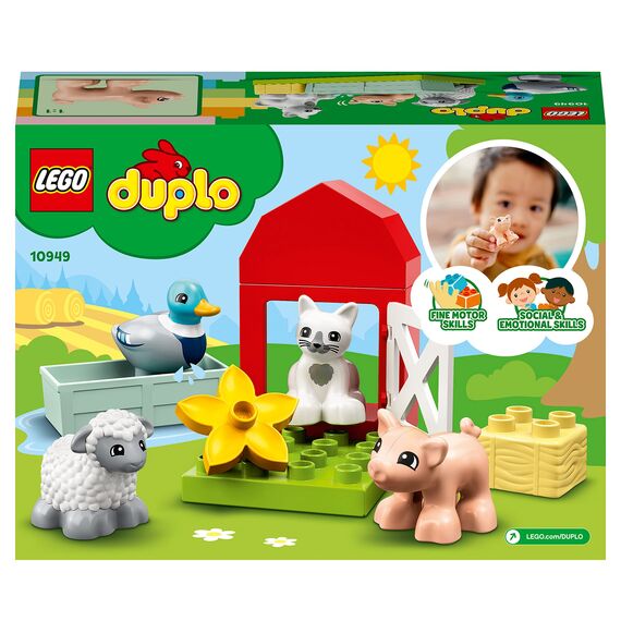 LEGO 10949 DUPLO Tierpflege auf dem Bauernhof Spielzeug für Kleinkinder ab 2 Jahren mit Figuren: Ente, Schwein, Schaf und Katze