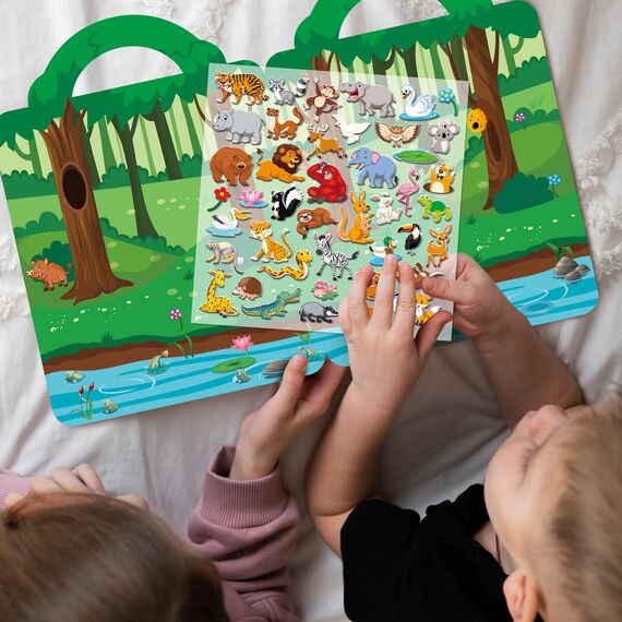 Elfew 6 Stück 3D Wiederverwendbare Stickerbücher für Kinder 2-4 Jährige, Aufkleber für Kinder, Stickerbuch ab 2 Jahre Jungen, Mädchen Geschenk, Kleinkinder Geburtstag Party Zubehör