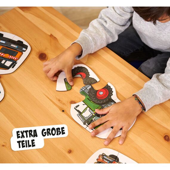 Noris 6 erste Puzzles Fahrzeuge – Kinderpuzzle ab 2 Jahren mit Traktor Auto Bagger – 6 robuste Puzzles mit 2–5 Teilen – Spielzeug für Kleinkinder Jungen Mädchen – geeignet für Puzzle-Einstieg Lernen