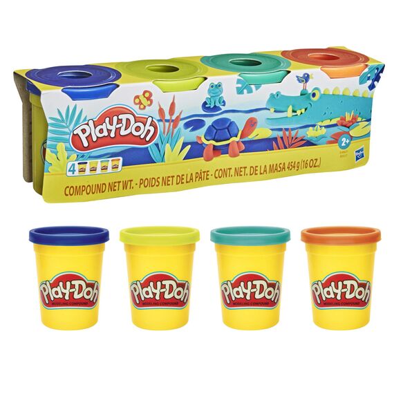 Play-Doh Wild 4er Set, 4 x 112g Dosen Modelliermasse in besonderen Farben, Bastel-Set ideal als Erweiterung zu anderen Sets, kreatives für Kinder ab 3 Jahren