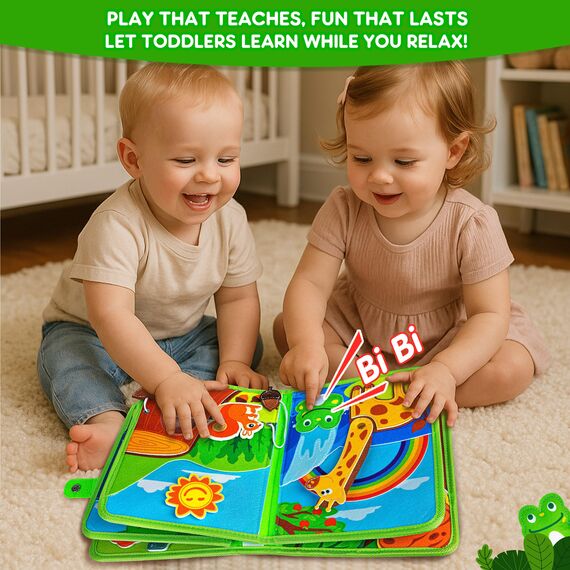 Quanquer Animals Busy Board Spielzeug ab 1 2 3 Jahre - Montessori Busy Book für Frühe Bildung Auto & Flugzeug Fahrten - Geburtstag Feiertag Ostern Kindertag Geschenke für Kleinkinder mit Geschenkbox