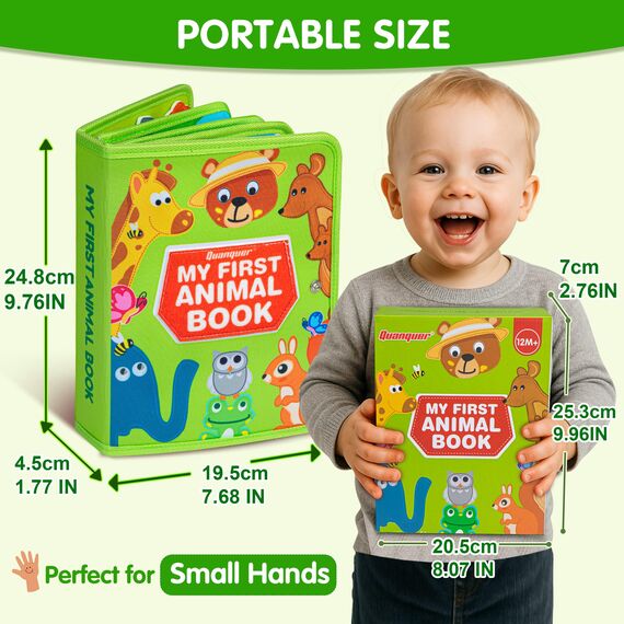 Quanquer Animals Busy Board Spielzeug ab 1 2 3 Jahre - Montessori Busy Book für Frühe Bildung Auto & Flugzeug Fahrten - Geburtstag Feiertag Ostern Kindertag Geschenke für Kleinkinder mit Geschenkbox
