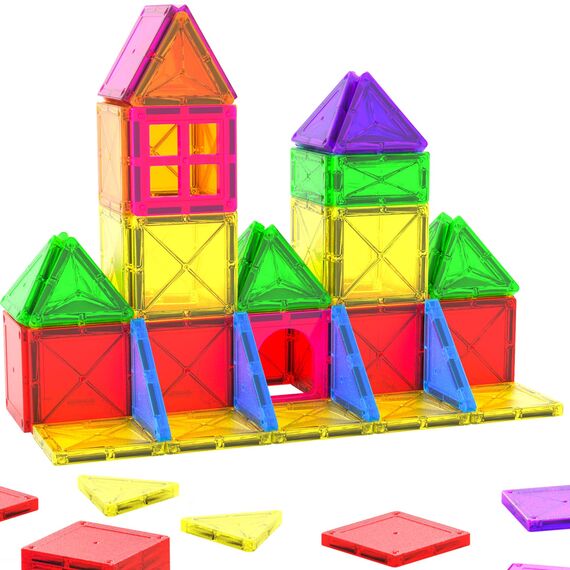Crenova Magnetische Bausteine Kinderspieizeug STEM Magnetic Tiles fur Kleinkinder Magnet Tiles Vorschule Lernen Sensorische Montessori Spielzeug fur 3 4 56 7 8 Jahre alte Jungen und Madchen