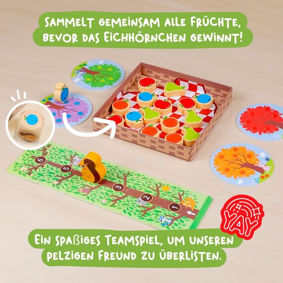 Nene Toys Früchte-Sammelspiel ab 2 Jahre – Kooperatives Brettspiel für Kleinkinder – Kinderspielzeug & Lernspiel aus Holz, Geschenk für Jungen & Mädchen 2–3 Jahre