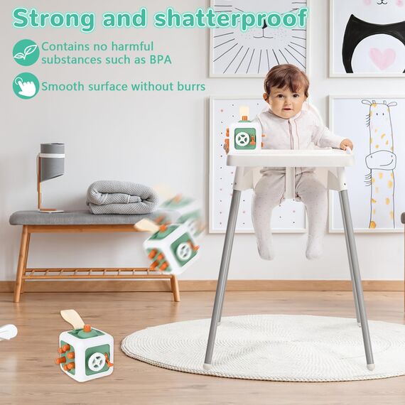 Pavlleen Sensorisches Spielzeug für Kleinkind, Baby Feinmotorik Aktivitäts Spielzeug,Lernenals Fidget Toys,Busy Activity Cube for Toddlers,für Babys und Kleinkinder 1-4 Jahre