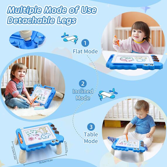 AiTuiTui Dinosaurier Maltafel Zaubertafel mit Beinen Kinderspiele Geschenk Mädchen Jungen, Bunt Magnetische Zeichenbrett Lernspielzeug ab 3-7 Jahre, Magnettafel Reisegröße Kinder Spielzeug