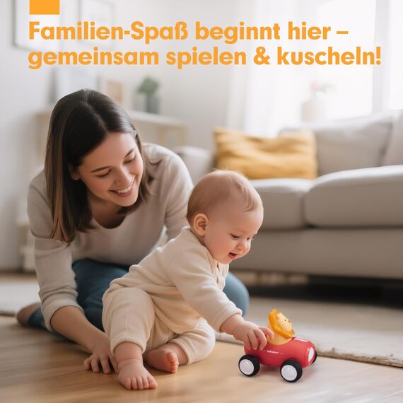 Hahaland Baby 3 Stück Spielzeugautos Set,Push & Go Auto Spielzeug mit Musik und Licht für 1 2 3 jährige Jungen Mädchen Kleinkinder,Dinosaurier,Löwen,Kaninchen,Geschenk für Kinder ab 12 18 Monate