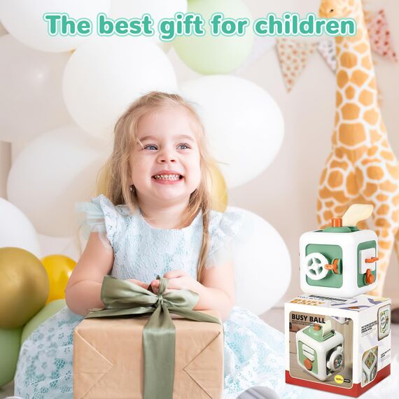 Pavlleen Sensorisches Spielzeug für Kleinkind, Baby Feinmotorik Aktivitäts Spielzeug,Lernenals Fidget Toys,Busy Activity Cube for Toddlers,für Babys und Kleinkinder 1-4 Jahre