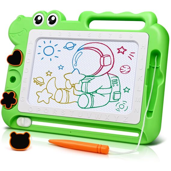 AiTuiTui Dinosaurier Maltafel Zaubertafel Kinderspiele Geschenk Mädchen Jungen, Bunt Magnetische Zeichenbrett Lernspielzeug ab 3-7 Jahre, Magnettafel Reisegröße Kinder Spielzeug (Grün)