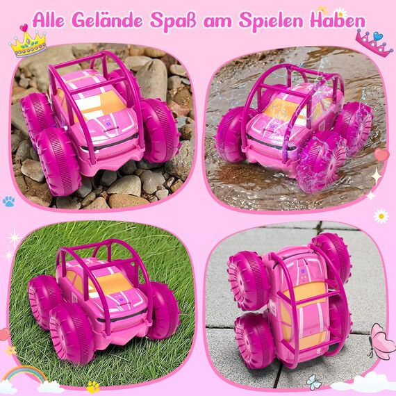 MaxTronic Ferngesteuertes Auto für Mädchen, Direktladung Amphibien Monstertruck mit LED Licht, 4WD Wasserdicht Indoor Outdoor RC Spielzeug Strand Pool,Geschenk für Kinder ab 3 4 5 6 7 8 9 Jahre