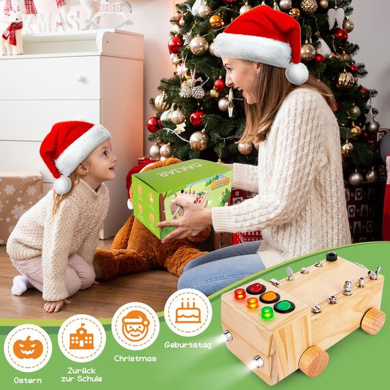OAKJAR Montessori Schraubendreher Brett, Montessori Spielzeug ab 2-6 Jahre, Montessori Busy Board, Holzspielzeug Motorikspielzeug, Lernspielzeug für Babys Kleinkinder Jungen Mädchen