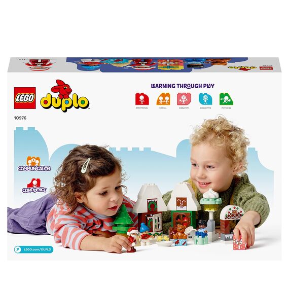 LEGO 10976 DUPLO Lebkuchenhaus mit Weihnachtsmann Figur, Weihnachtshaus-Spielzeug, Geschenk für Kleinkinder ab 2 Jahren, Bausteine, Lernspielzeug für Mädchen und Jungen