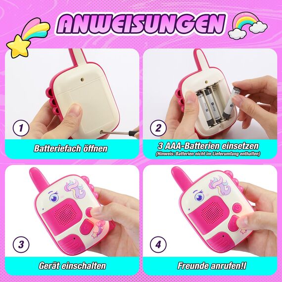 Wootoyz Einhorn Geschenk für Mädchen, Walkie Talkie Kinder Oster Geschenke Mädchen 3 4 5 6 7 8 Jahre Spielzeug ab 3-8 Jahre Mädchen Einhorn Spiel Walki Talki 3-8 Jahre Geschenk Einschulung Mädchen