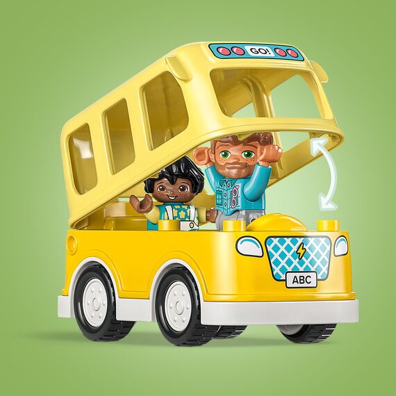 LEGO 10988 DUPLO Die Busfahrt Set, Bus-Spielzeug zum Aufbau sozialer Fähigkeiten, Motorikspielzeug mit Fahrzeug und Figuren, pädagogisches Geschenk für Kleinkinder, Jungen und Mädchen ab 2 Jahren
