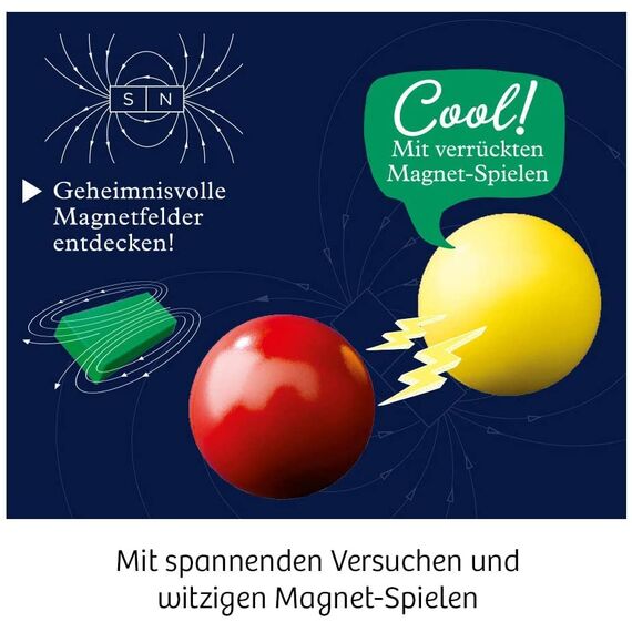 KOSMOS 654146 Fun Science – Magie der Magnete, baue einen eigenen Kompass, erforsche unsichtbare Kräfte, spannende Magnetspiele und Versuche, Experimentierset für Kinder ab 8 Jahre