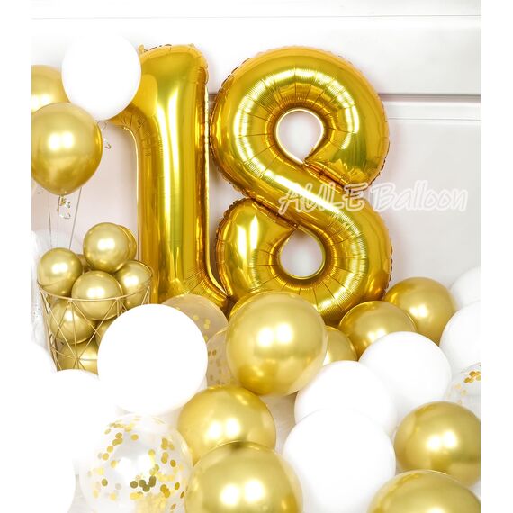 AULE Luftballon Zahl 18 Gold: XXL 101 cm Zahlen Folienballon Geburtstag Gold 81 Jahre 40 Zoll Helium Ballon Zahlenballon für Babyparty Jubiläum Deko