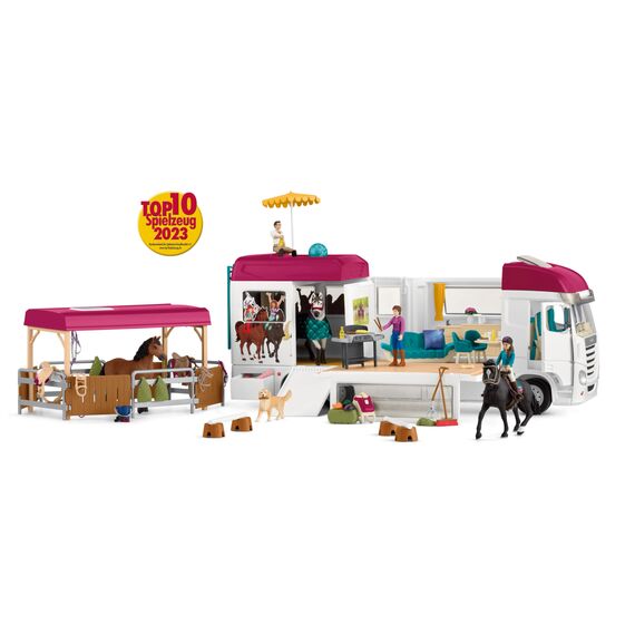 schleich HORSE CLUB | Pferdetransporter 42619 | mit Pferdebox, 3 Pferden, Lisa, ihren Eltern und Zubehör | Geschenk für Mädchen und Jungen | Pferde Spielzeug für Kinder ab 5 Jahre | Set aus 227 Teilen
