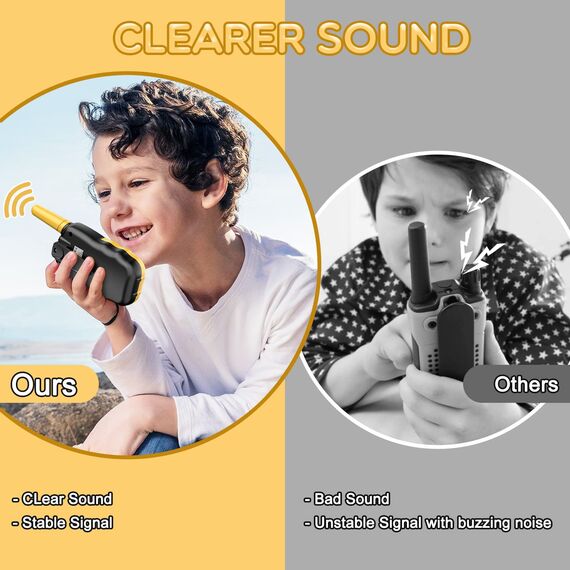 Kearui Walkie Talkie Kinder für Jungen Mädchen, Funkgeräte Kinder Outdoor Spielzeug ab 3-12 Jahre, Kinder Walkie Talkie mit 8 Kanäle & LED Tastensperre für Abenteuer, Klettern, Camping - Schwarz Gelb