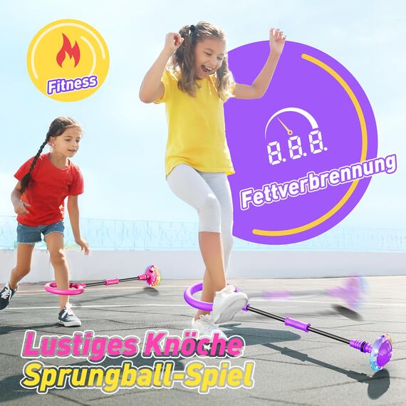Hot Bee Kinder Blinkender Springring Fußkreisel mit Zähler, Timerzähler, Spielzeug Geschenke für Mädchen 6 7 8 9 10 11 Jahre, Aufladbare Swing Wheel, Weihnachten, Geburtstag Lila