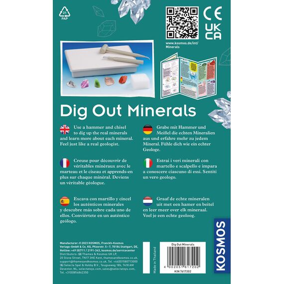 Kosmos 617202 Mineralien Ausgrabungs-Set, Grabe echte Mineralien selbst aus, mit Hammer und Meißel, 5 faszinierende Schmucksteine, Experimentierset für Kinder ab 7 Jahre, Mehrsprachig (Packung mit 2)
