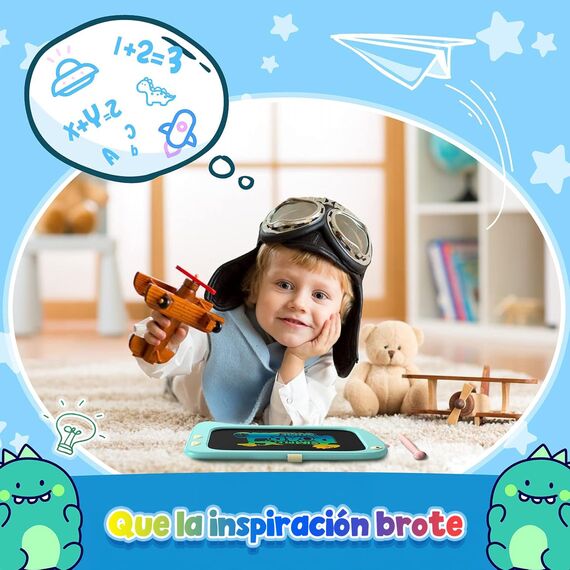 ORSEN LCD Schreibtafel Spielzeug ab 3 4 5 6 7 8 Jahre alt Junge Mädchen, 8,5 Zoll Bildschirm Zeichenbrett Maltafel, Dinosaurier Schreibtablett Weihnachten Kleine Geschenke für Kinder (Blau)