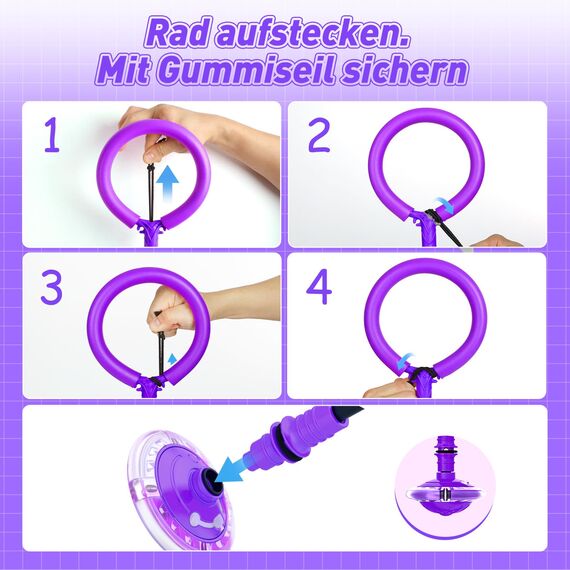 Hot Bee Kinder Blinkender Springring Fußkreisel mit Zähler, Timerzähler, Spielzeug Geschenke für Mädchen 6 7 8 9 10 11 Jahre, Aufladbare Swing Wheel, Weihnachten, Geburtstag Lila