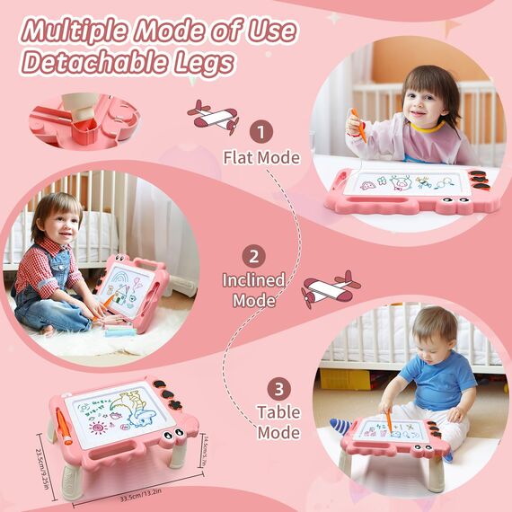 AiTuiTui Dinosaurier Maltafel Zaubertafel mit Beinen Kinderspiele Geschenk Mädchen, Bunt Magnetische Zeichenbrett Lernspielzeug ab 3-7 Jahre, Magnettafel Reisegröße Kinder Spielzeug