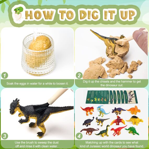 Joozmui Dino Ausgrabungsset für Kinder, Ei Dinosaurier Spielzeug ab 4 5 6 7 8 9 10 Jahre Junge Spielzeug Figuren Geschenk Kinderspielzeug