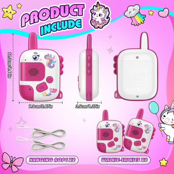 Wootoyz Spielzeug ab 3 4 5 6 7 8 Jahre Mädchen, Einhorn Geschenk für Mädchen Walkie Talkie Kinder Kinderspielzeug Walky Talky Geschenke Mädchen 3-8 Jahre Spielsachen ab 3-8 Jahre Mädchen Geschenkideen