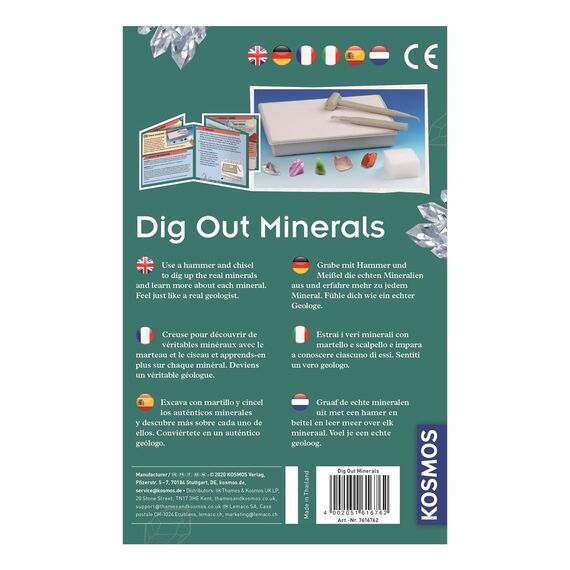 Kosmos 616762 Dig Out Minerals - Mineralien Ausgrabung Experimentier Set für Kinder mit mehrsprachiger Anleitung (DE, EN, FR, IT, ES, NL)