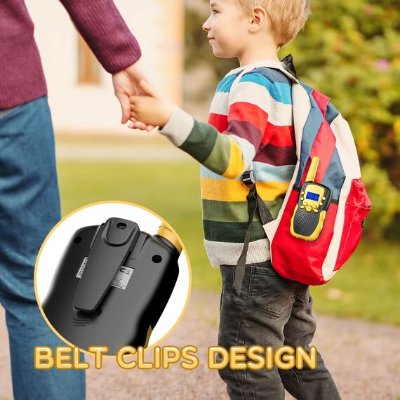 Kearui Walkie Talkie Kinder für Jungen Mädchen, Funkgeräte Kinder Outdoor Spielzeug ab 3-12 Jahre, Kinder Walkie Talkie mit 8 Kanäle & LED Tastensperre für Abenteuer, Klettern, Camping - Schwarz Gelb