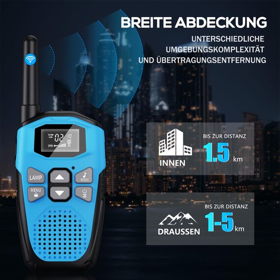 Walkie Talkie Kinder Aufladbar mit Eingebauter Li-Ion Akku,NXGKET Walki Talki 2er Set Spielzeug für MäDchen Jungen Ab 5 Jahre,16 KanäLe Funkgeräte mit Taschenlampe für Draussen Spiele,Camping,Wandern
