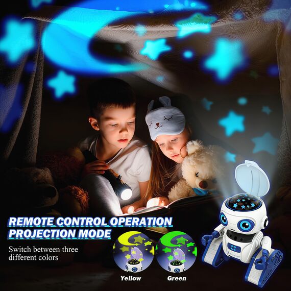 Ophy Roboter Kinder Spielzeug, wiederaufladbar und projizierbar, RC-Roboter mit LED-Augen und Musik, RC-Spielzeug mit Gestensensor für ab 3 4 5 6 7 8 9 10 Jahre Jungen und Mädchen
