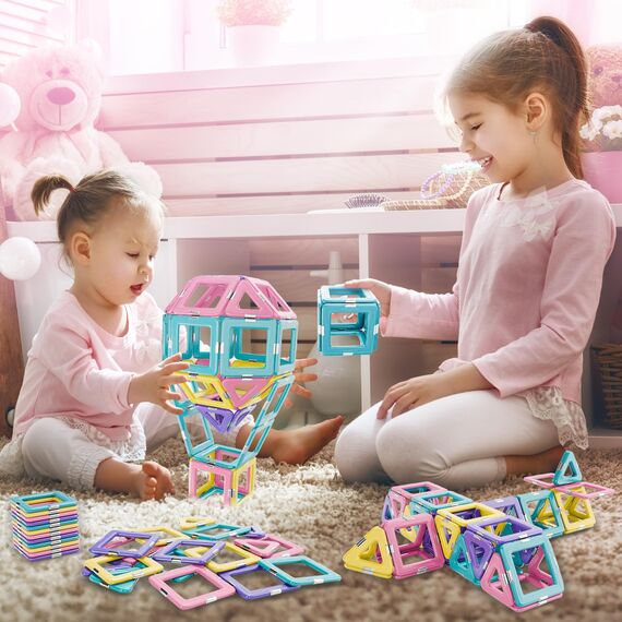 COOLJOY Magnetische Bausteine 40Teile, Magnetbausteine Spielzeug ab 3 Jahre, MagnetSpielzeug Magneten Kinder Spielzeug ab 3 4 5 6 7 8 Jahre für Junge Mädchen Bauklötze Kinderspielzeug
