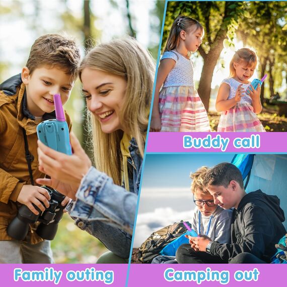 Kearui Spielzeug 3-12 Jahre Jungen Walkie Talkies für Kinder 8 Kanal Funkgerät mit VOX Funktion LED-Taschenlampe, 3 Meilen Reichweite für Abenteuer im Freien, Camping, Wandern (Blau-Violett)
